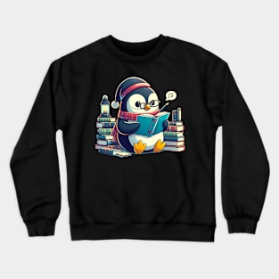 Penguin Reading Read Reading Librarian Book Crewneck Sweatshirt